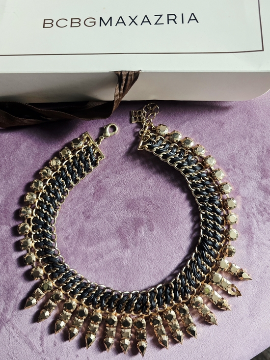 BCBGMaxAzria Jewelry - BCBGMaxAzria Gold and Black Layered Crystal Necklace